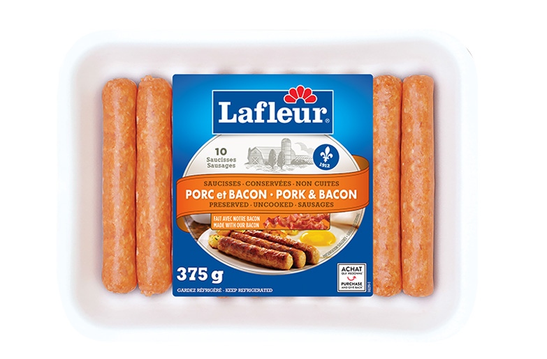 Saucisses porc & bacon - Lafleur